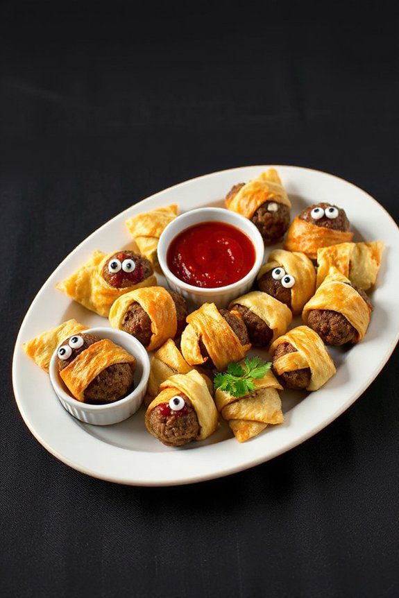 spooky mummy meatball delights