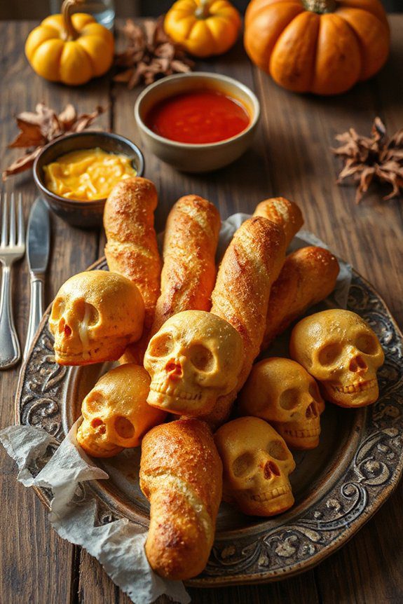 spooky skull shaped breadsticks