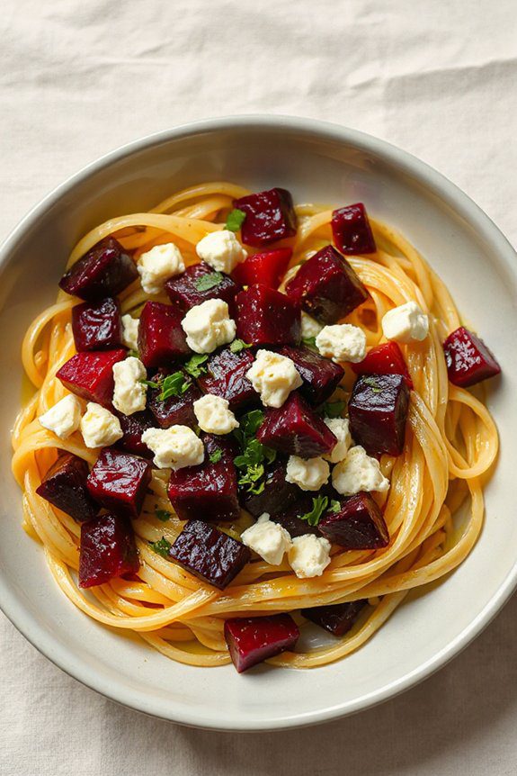 vibrant roasted beet pasta