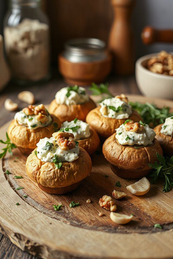 walnut and blue cheese stuffed mushrooms