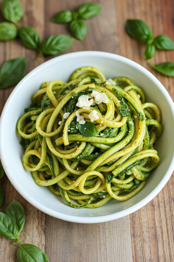 zucchini noodles with pesto