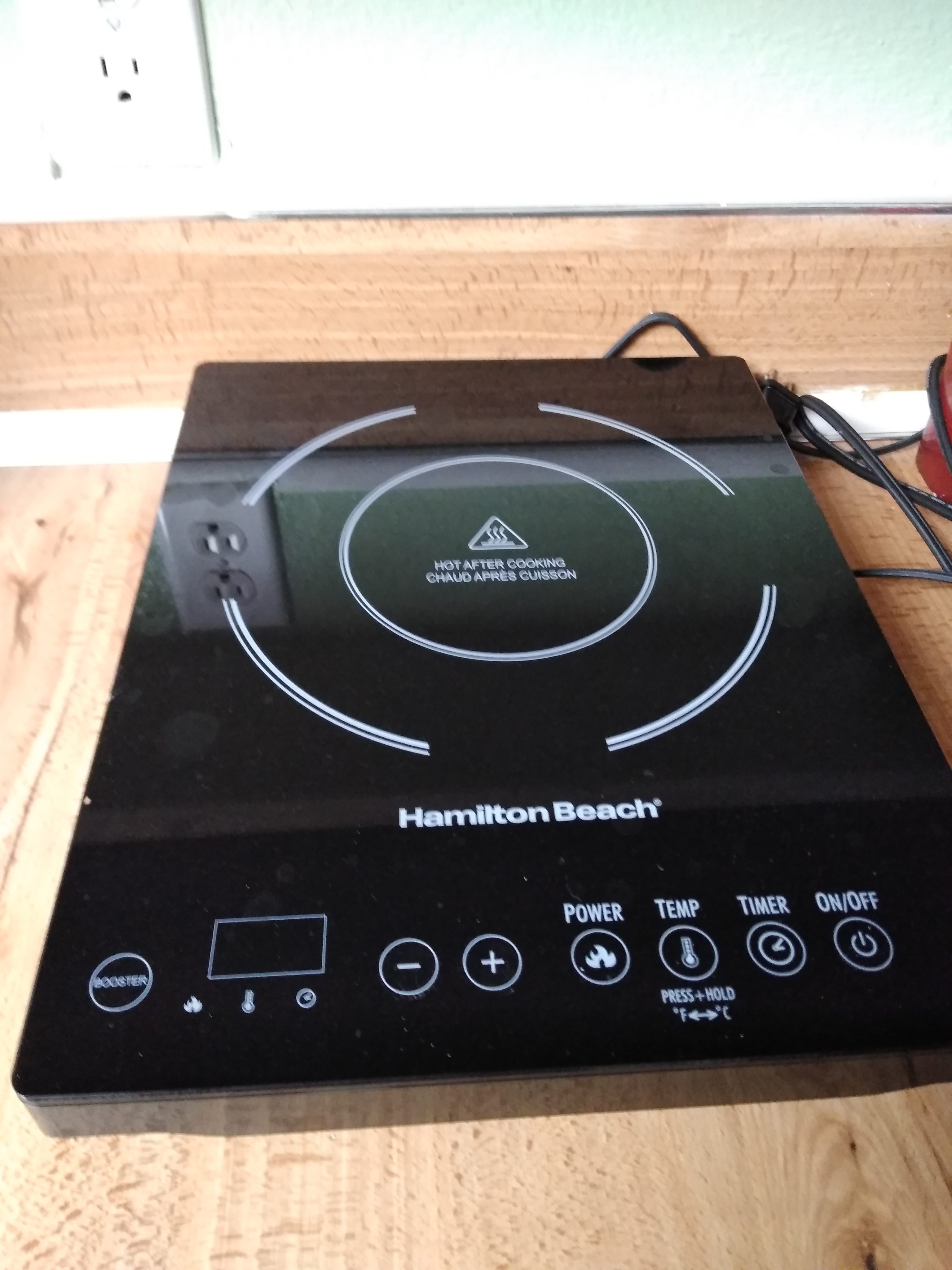 Hamilton Beach Portable Single Induction Cooktop With Fast Heating Mode | Countertop Burner Hot Plate | 1800 Watts | 10 Temperature Settings From 180°F-450°F | Up To 10