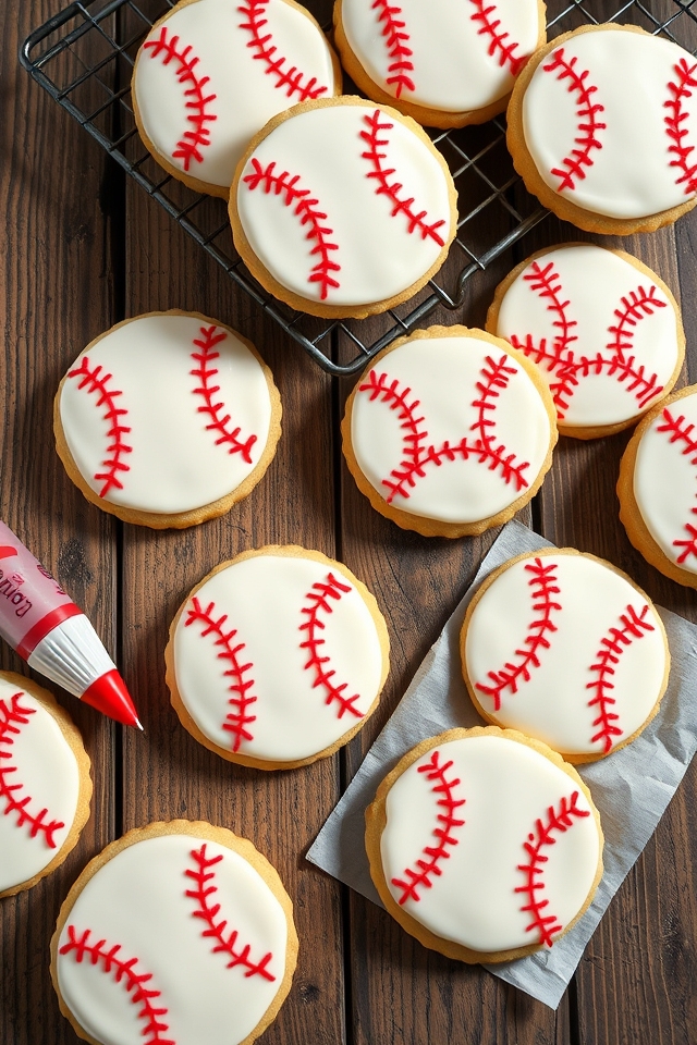 baseball themed decorated cookies