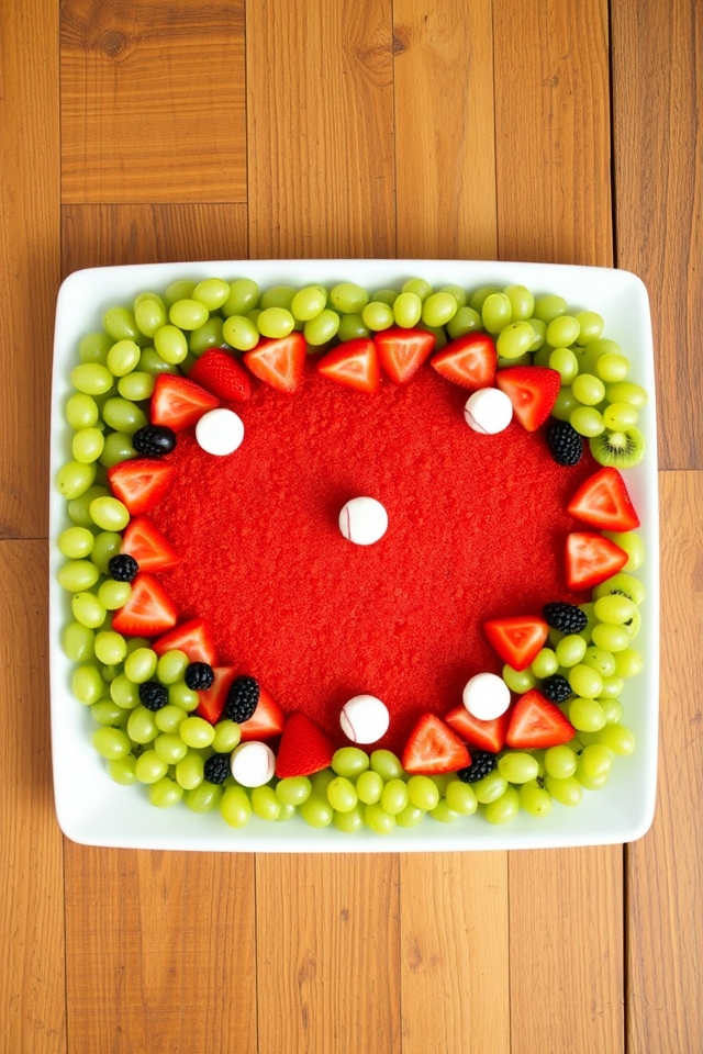 baseball themed fruit arrangement