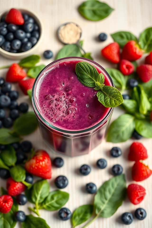 berry spinach protein smoothie