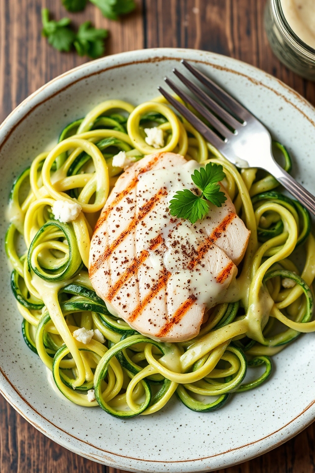 chicken alfredo with zoodles