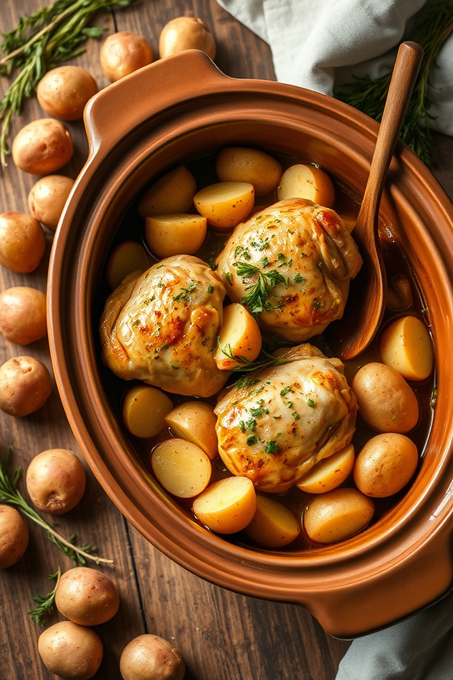 chicken cooked with potatoes