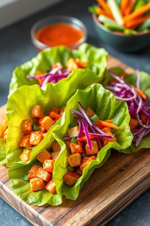 chicken wrapped in lettuce