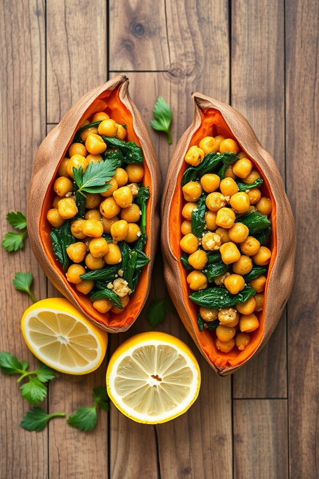 chickpea spinach sweet potatoes