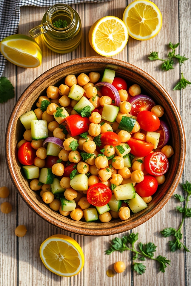 chickpeas vegetables feta olives