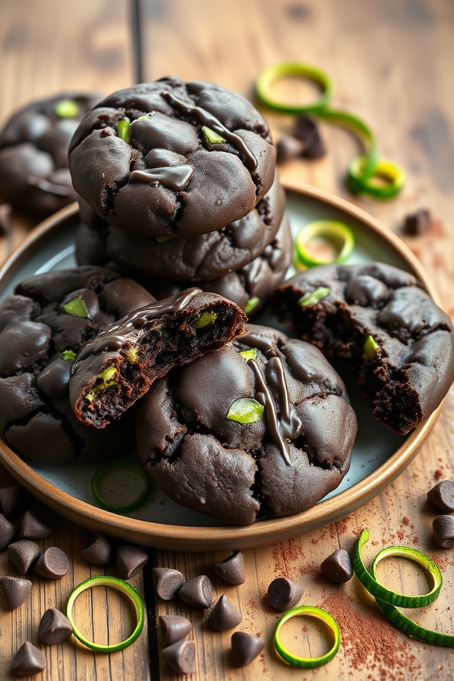 chocolate zucchini fudge cookies