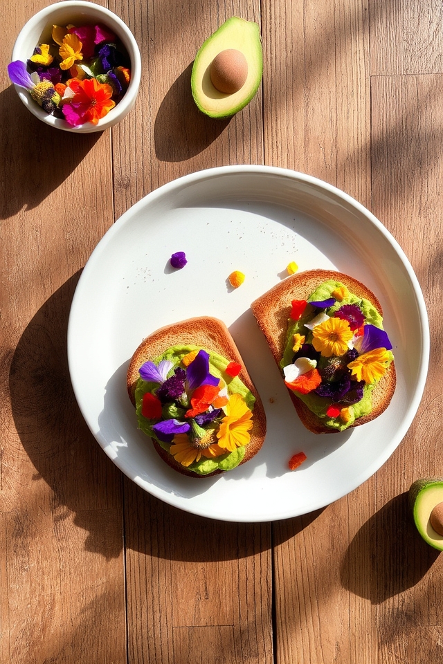 colorful floral avocado toast