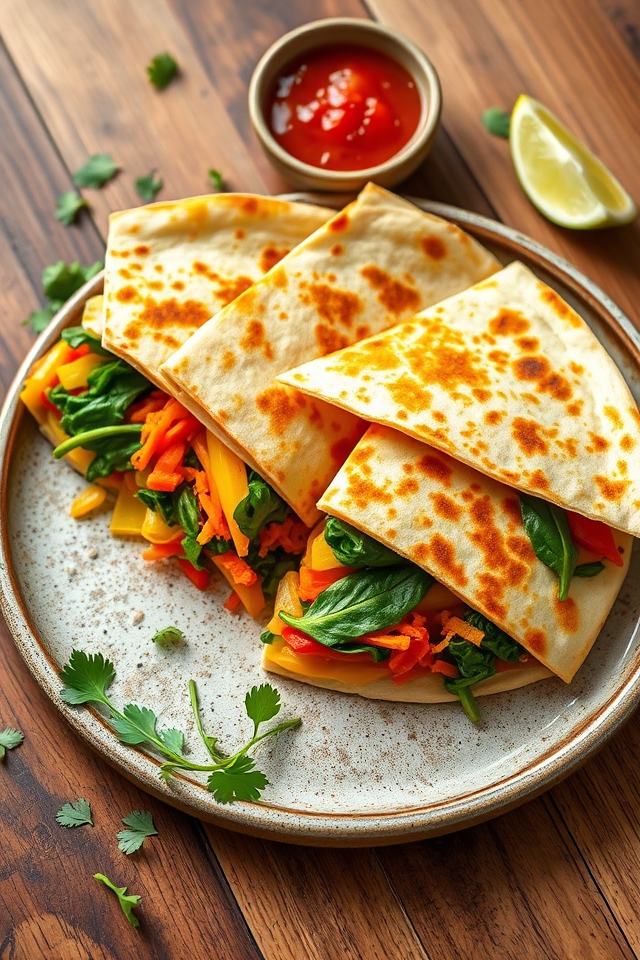 colorful vegetable cheese tortillas