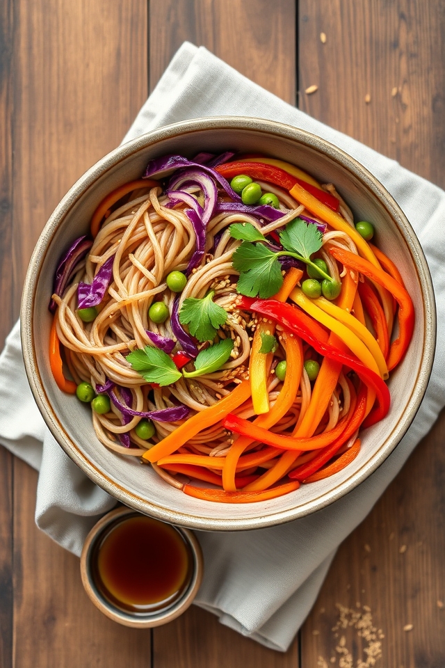 colorful vegetable soba bowl
