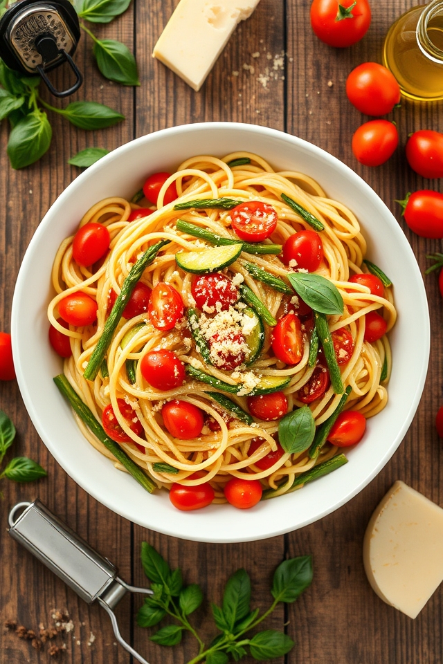 fresh seasonal vegetable pasta