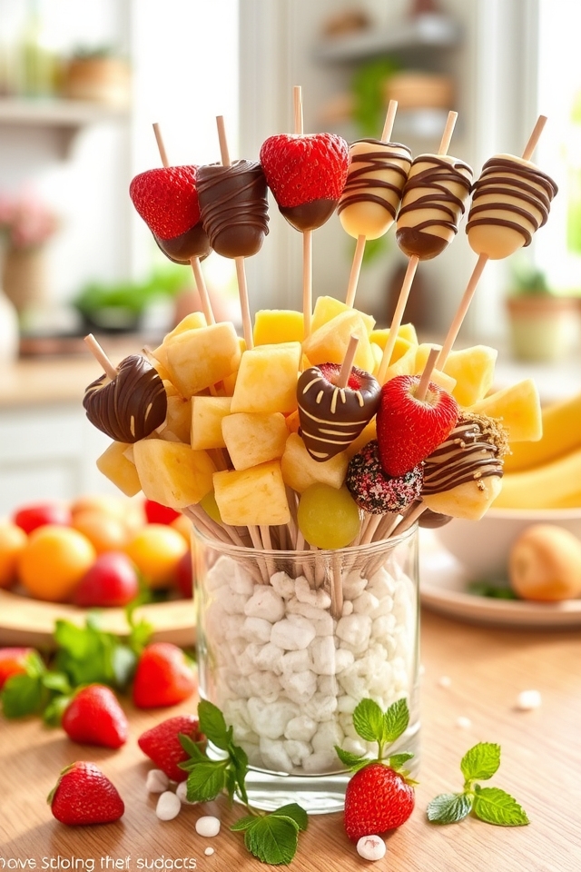 fruit skewers chocolate dipped