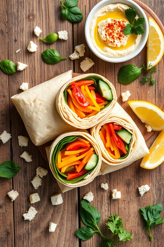 hummus vegetables mediterranean wrap