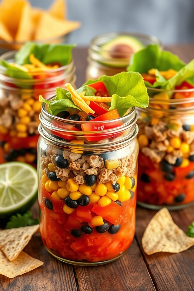 layered mason jar salads