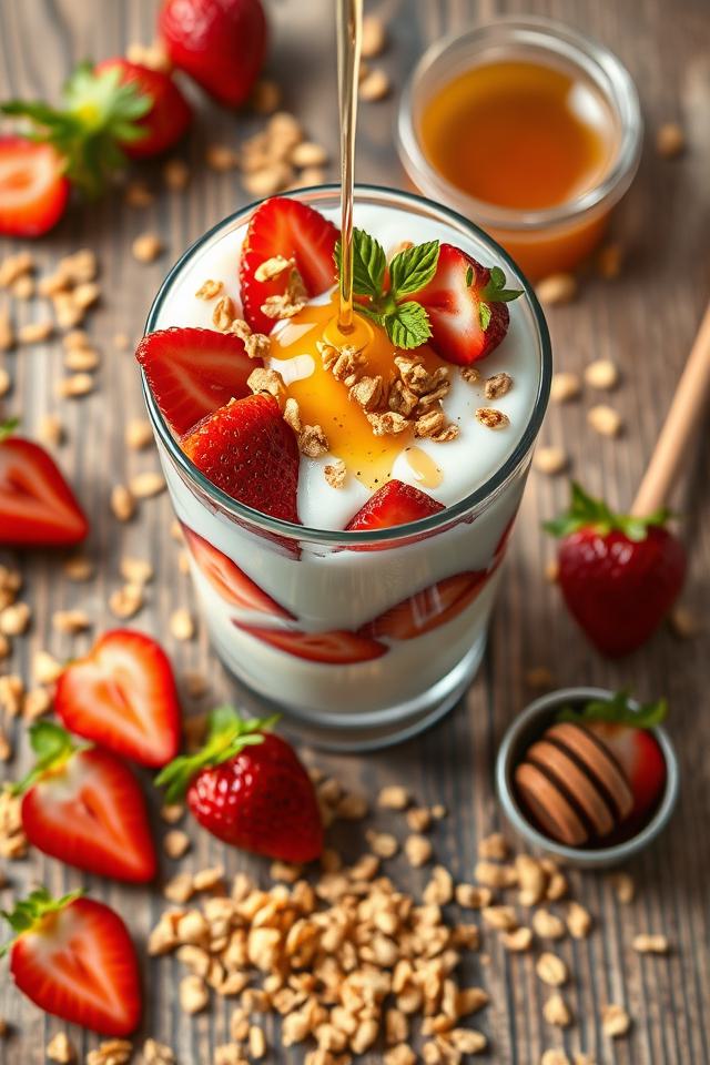 layered strawberry yogurt parfait
