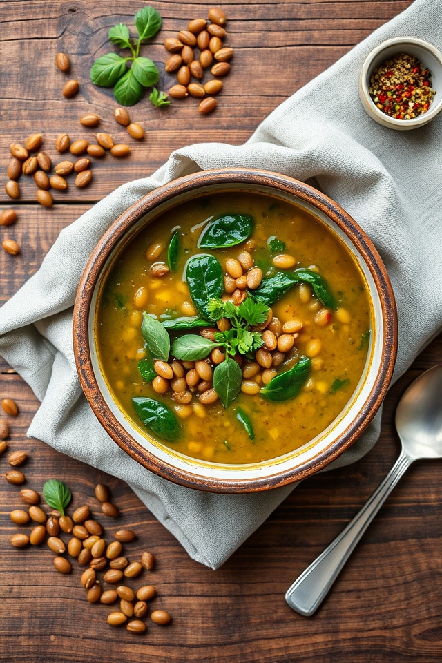 lentil spinach hearty soup
