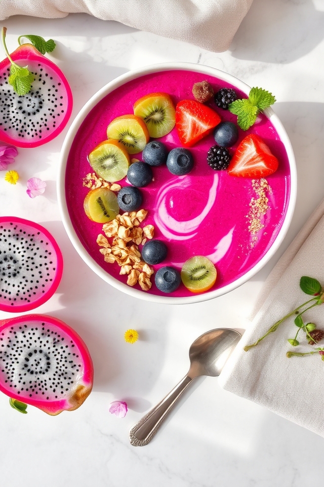 magenta dragon fruit bowl