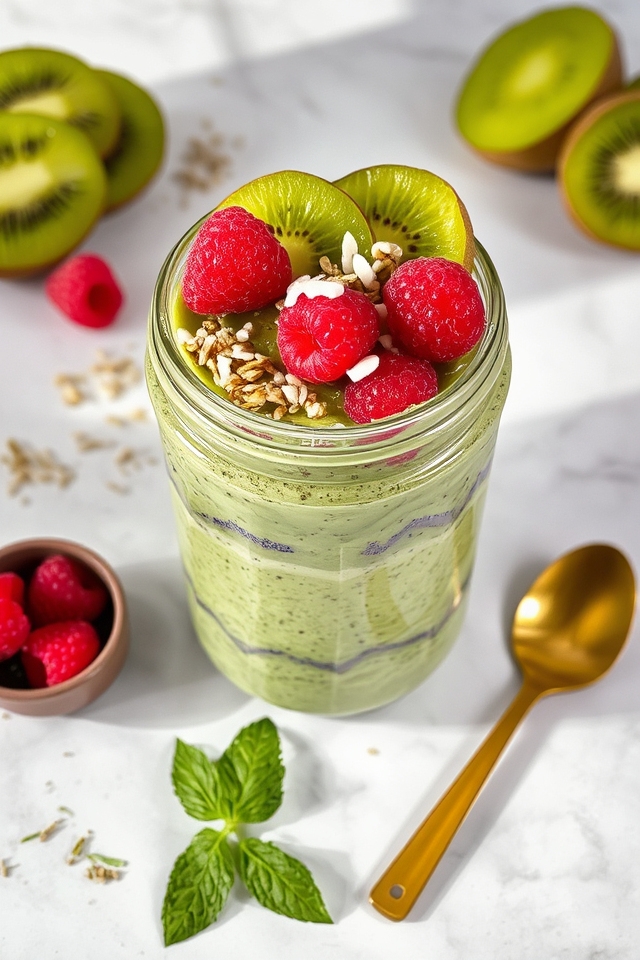 overnight matcha coconut pudding