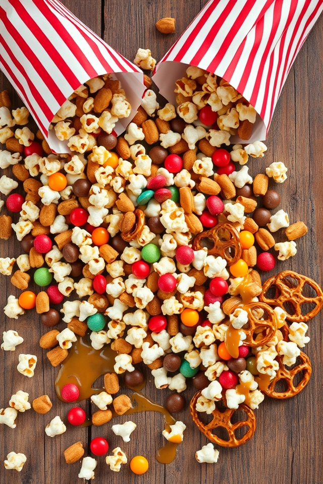 popcorn pretzels nuts combination