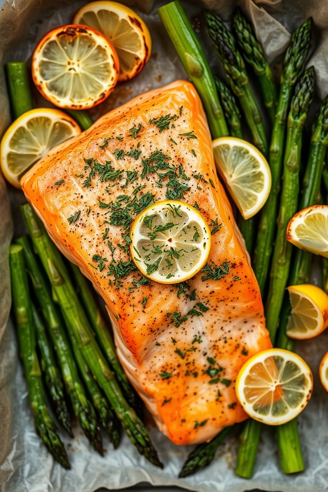 salmon baked with asparagus