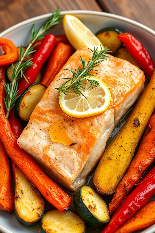 salmon paired with vegetables