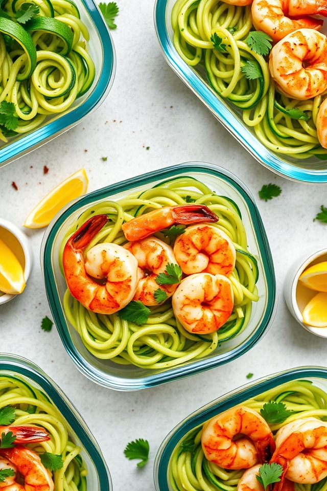 shrimp zucchini noodle prep
