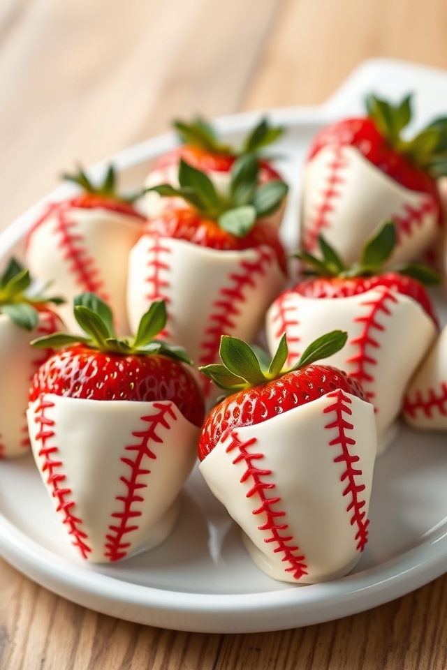 strawberry baseball themed treats