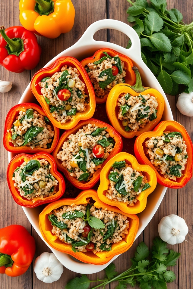 turkey spinach stuffed peppers