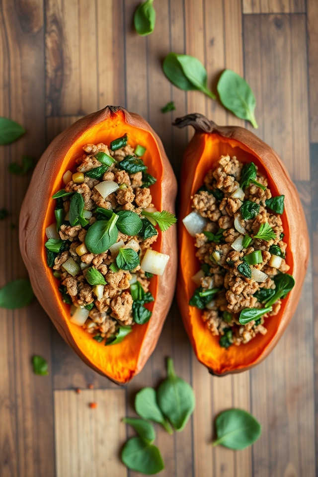 turkey spinach sweet potatoes