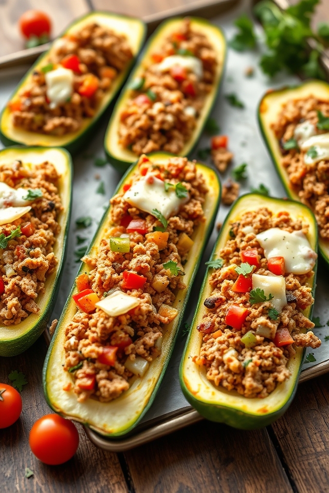 turkey stuffed zucchini boats