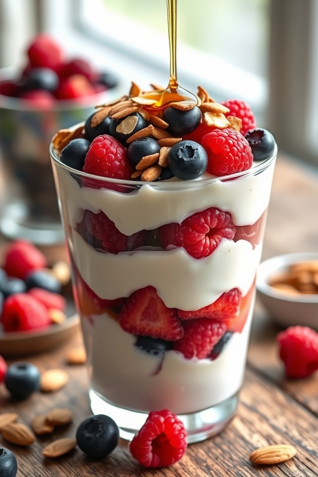 yogurt berries almonds parfait