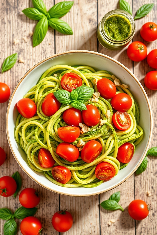 zucchini pesto tomato noodles