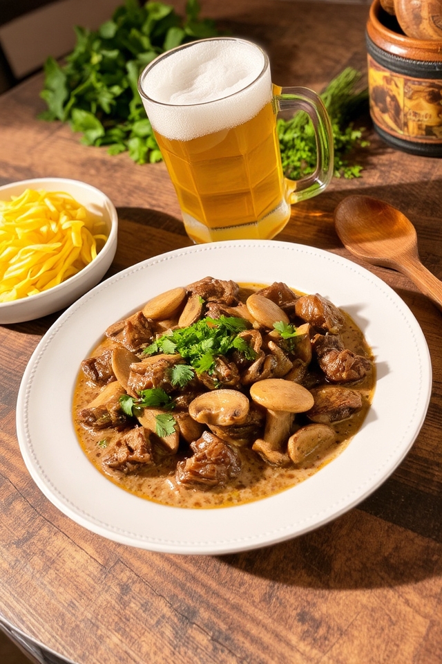 beef mushrooms creamy goodness