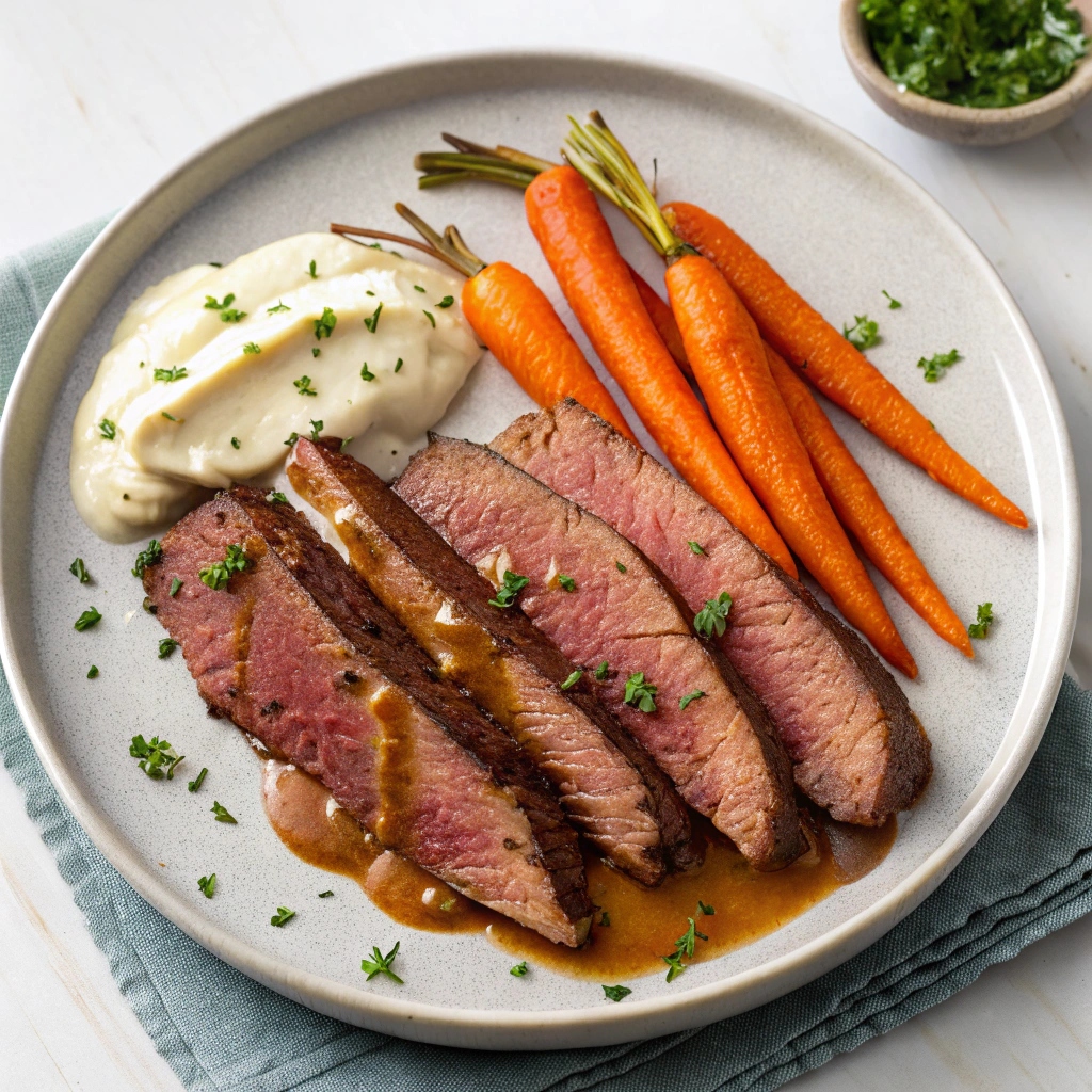Brisket With Horseradish Sauce and Roasted Carrots Recipe