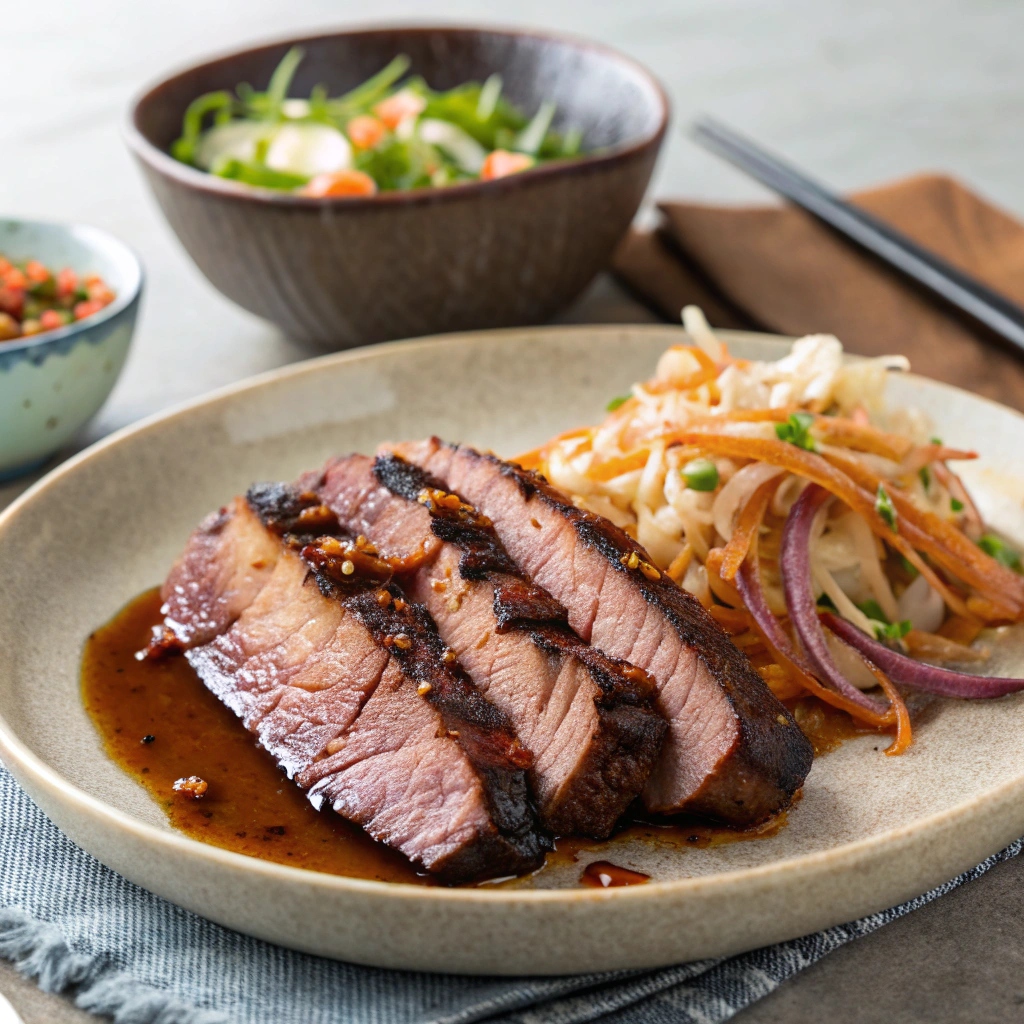 Korean BBQ Brisket With Kimchi Slaw