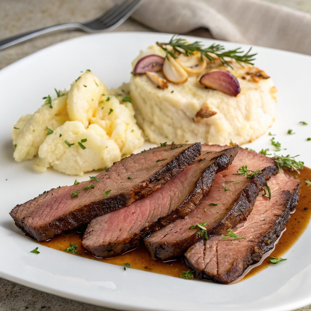 Brisket With Roasted Garlic Mashed Potatoes
