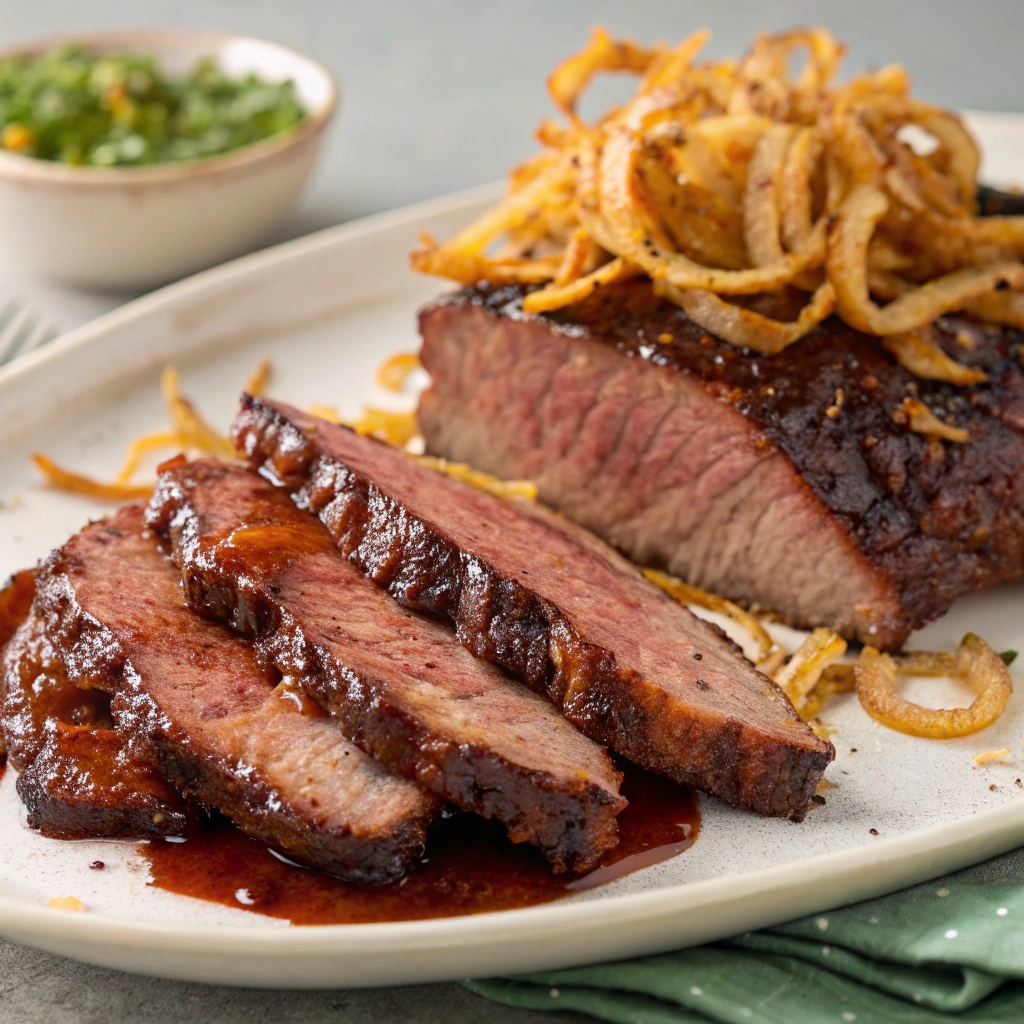 Chili-Glazed Brisket With Crispy Onions Recipe