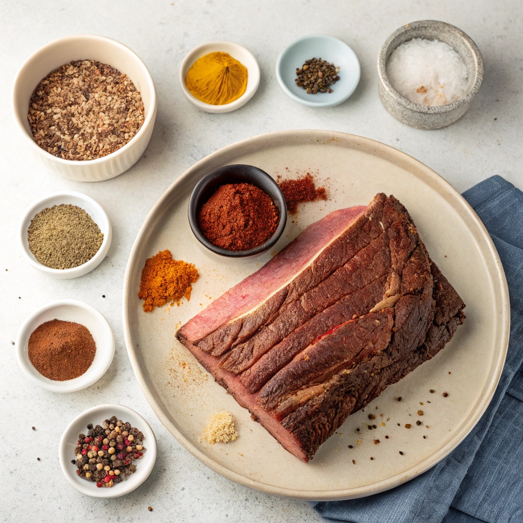 Ingredients For Smoked Brisket With Spicy Rub