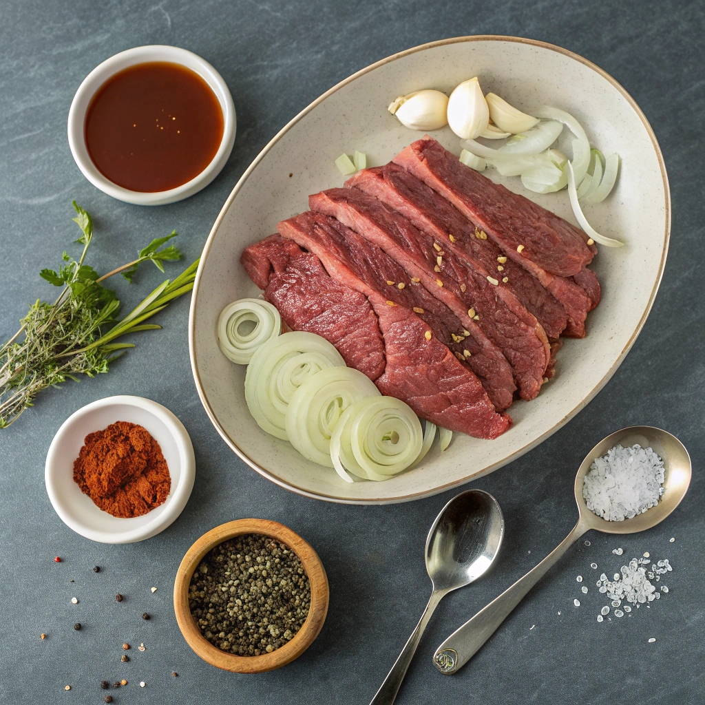Ingredients For Braised Brisket With Red Wine and Mushrooms