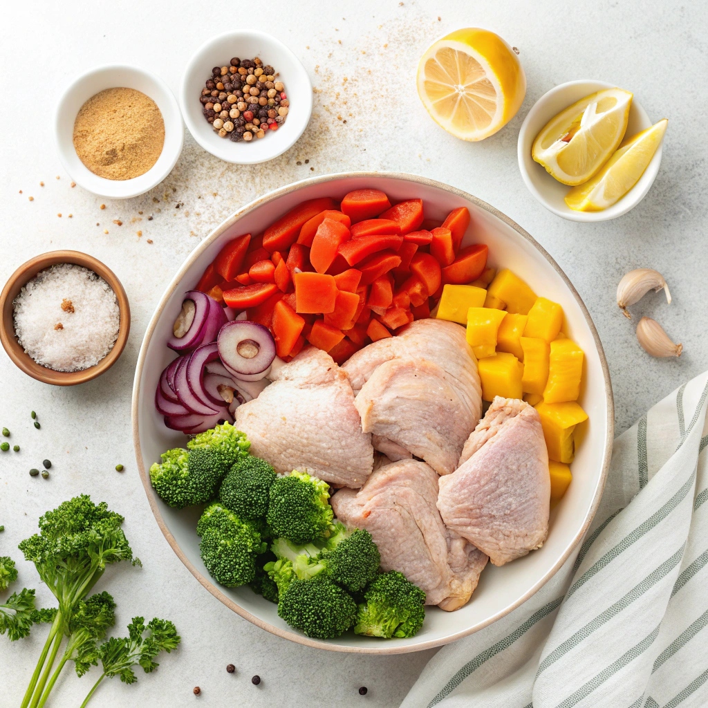 Ingredients For Baked Chicken and Vegetables