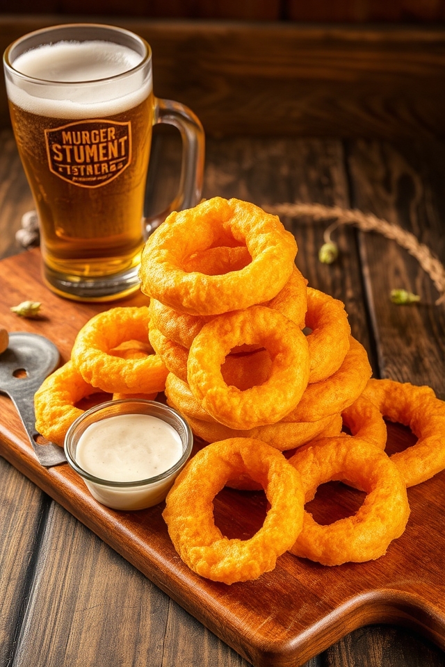 crispy beer battered onion rings