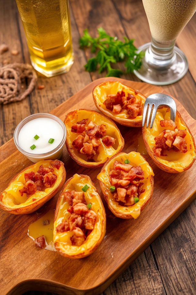 crispy cheese bacon potato skins