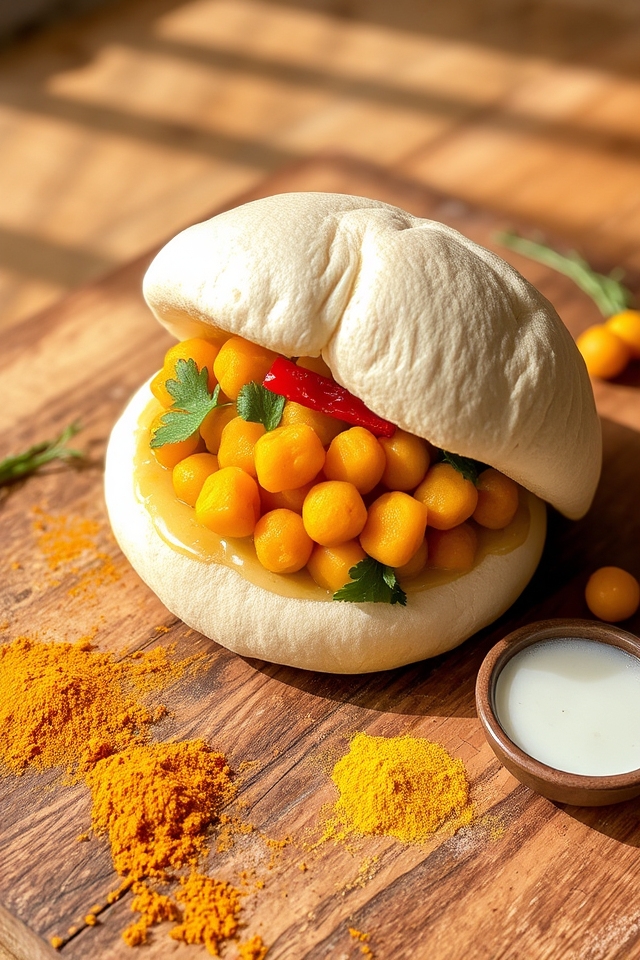 curry chickpeas in bao
