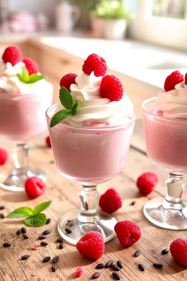 elegant raspberry mousse cups