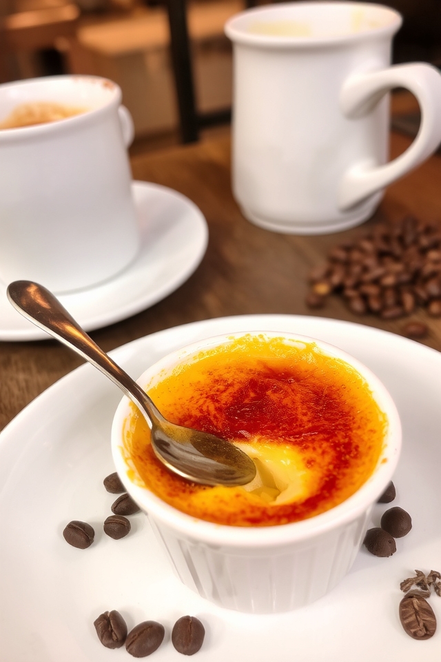 espresso infused caramel custard dessert