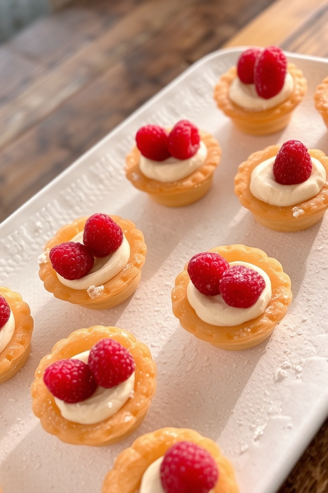flaky creamy raspberry tarts